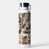 Multi Photo Collage Simple Moderne Personalized Waterfles (Achterkant)