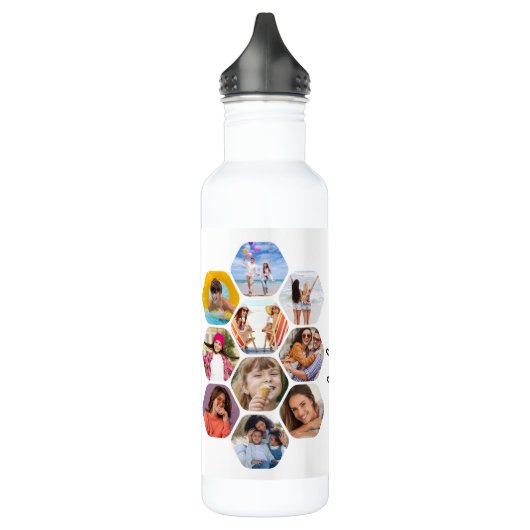 Multi Photo Collage Simple Moderne Personalized Waterfles (Links)