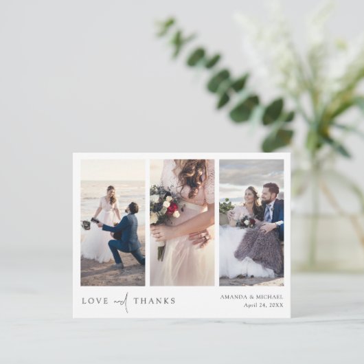 Multi Photo Collage Wedding Hartelijk dank, Briefk Briefkaart (Staand voorkant)