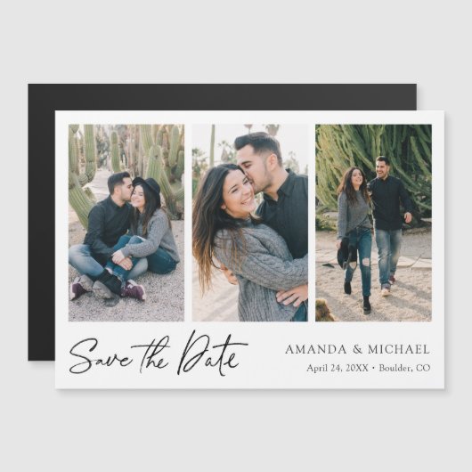 Multi Photo Collage Wedding Save the Date Magnet (Voorkant / Achterkant)