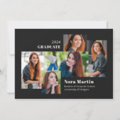Multi Photo College Graduation Black White Aankondiging (Voorkant)