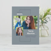 Multi Photo College Graduy Blue Aankondiging (Staand voorkant)