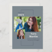 Multi Photo College Graduy Blue Aankondiging (Voorkant / Achterkant)