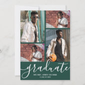 Multi Photo Donkergroen Afstuderen Aankondiging (Voorkant)