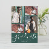 Multi Photo Donkergroen Afstuderen Aankondiging (Staand voorkant)