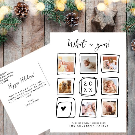 Multi Photo Doodle Lijsten Wat een jaar Kerst Feestdagenkaart