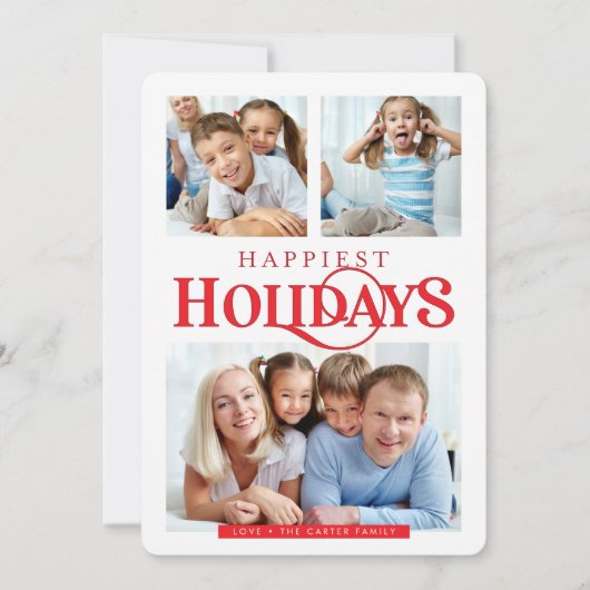 MULTI PHOTO eenvoudige moderne vrolijkste Feestdag Feestdagenkaart (Voorkant)