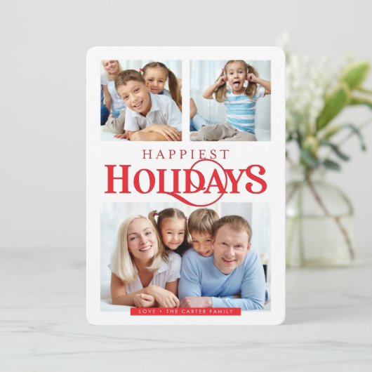 MULTI PHOTO eenvoudige moderne vrolijkste Feestdag Feestdagenkaart (Staand voorkant)