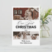 Multi Photo Eerste kerst als Passen getrouwd Feestdagenkaart (Staand voorkant)