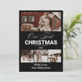 Multi Photo Eerste kerst als Passen getrouwd Feestdagenkaart (Staand voorkant)