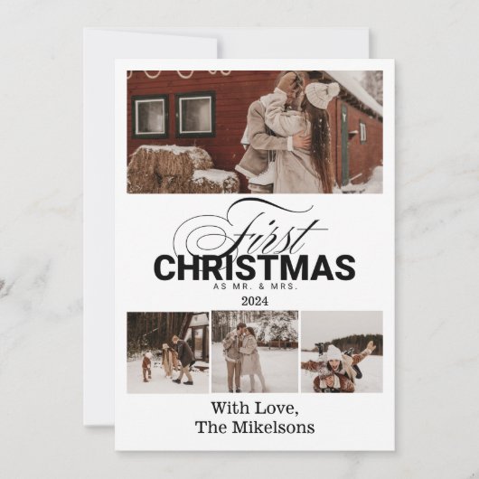 Multi Photo Eerste Kerstdag als Mr & Mrs. Feestdagenkaart (Voorkant)