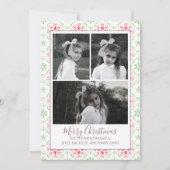 Multi Photo Elegant Nordic Snowflake Classic Feestdagenkaart (Voorkant)