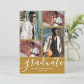 Multi Photo Gold-Afstuderen Aankondiging (Staand voorkant)