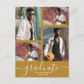 Multi Photo Gold Graduation Party Uitnodiging (Voorkant)