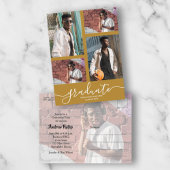 Multi Photo Gold Graduation Party Uitnodiging