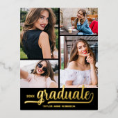 Multi Photo Graduation Party Folie Uitnodiging Briefkaart (Voorkant)