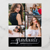 Multi Photo Graduation Party Folie Uitnodiging Briefkaart (Voorkant)