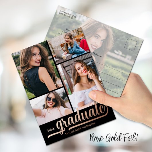 Multi Photo Graduation Party Folie Uitnodiging Briefkaart