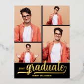 Multi Photo Graduation Party Folie Uitnodiging Briefkaart (Voorkant)