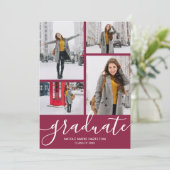 Multi Photo Graduation Party Kaart (Staand voorkant)