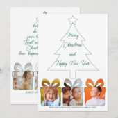 Multi Photo Green Unique Modern Merry Christmas Feestdagenkaart (Voorkant / Achterkant)