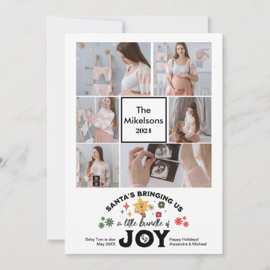 Multi Photo Groovy Kerst Zwangerschap Aankondiging (Voorkant)