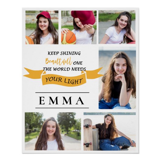 Multi Photo Keep Shining Quote Afstuderen Foto Perfect Poster (Voorkant)