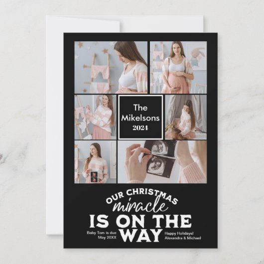 Multi Photo Kerstmis Zwangerschapsaankondiging Feestdagenkaart (Voorkant)