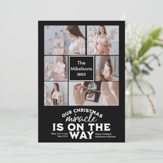 Multi Photo Kerstmis Zwangerschapsaankondiging Feestdagenkaart (Staand voorkant)