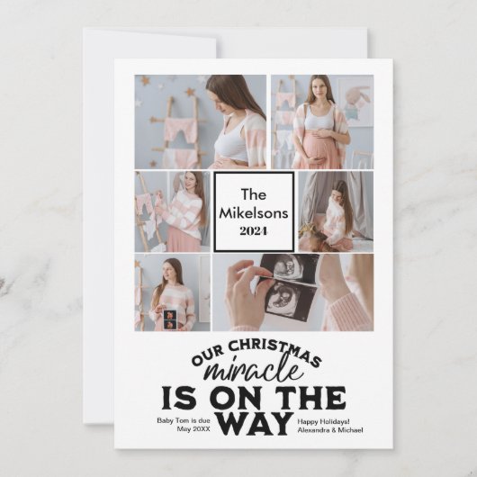 Multi Photo Kerstmis Zwangerschapsaankondiging Feestdagenkaart (Voorkant)