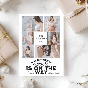 Multi Photo Kerstmis Zwangerschapsaankondiging Feestdagenkaart