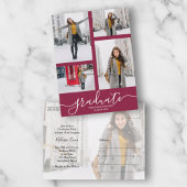 Multi Photo Maroon Afstudeerfeest Briefkaart
