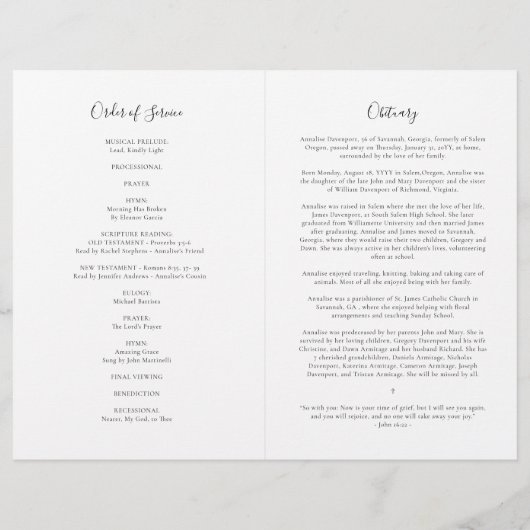 Multi Photo Memorial Sympathy Funeral Programme (Achterkant)