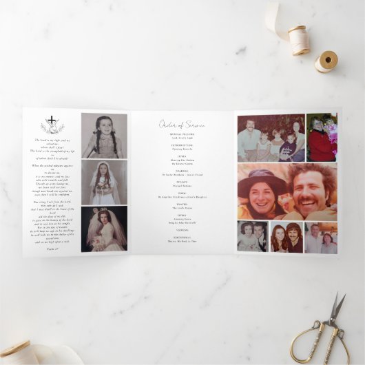 Multi Photo Memorial Sympathy Funeral Programme Drieluik Programma (Binnen)