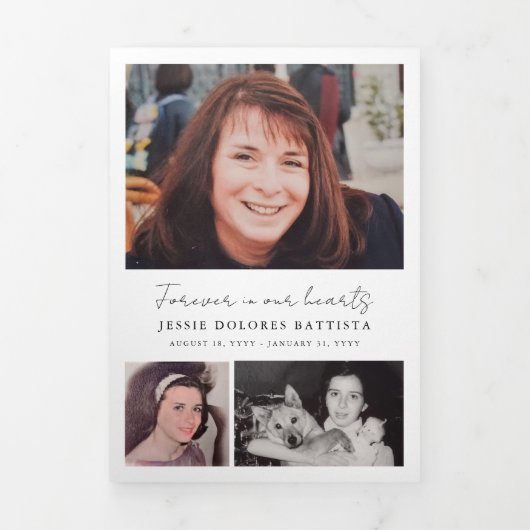 Multi Photo Memorial Sympathy Funeral Programme Drieluik Programma (Cover)