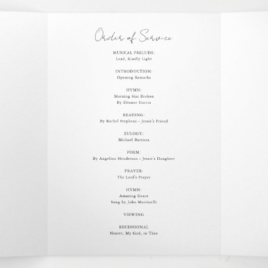 Multi Photo Memorial Sympathy Funeral Programme Drieluik Programma (Binnenkant midden)