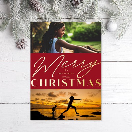 Multi Photo Merry kerstFolie Holiday Kaart