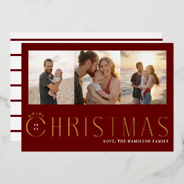 Multi-Photo Merry Kerstkaart Folie Feestdagenkaart