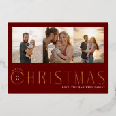 Multi-Photo Merry Kerstkaart Folie Feestdagenkaart (Voorkant)