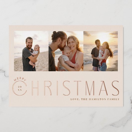 Multi-Photo Merry Kerstkaart Folie Feestdagenkaart (Voorkant)
