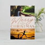 Multi Photo Merry Kerstmis Folie Feestdagenkaart (Staand Voorkant)