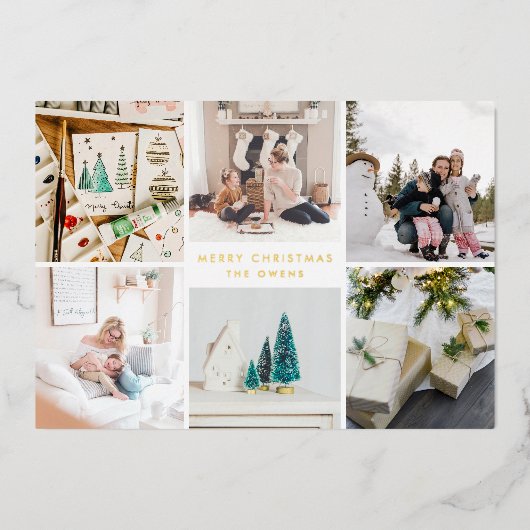 Multi Photo  Merry Kerstmis Folie Feestdagenkaart (Voorkant)