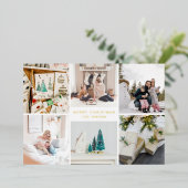 Multi Photo  Merry Kerstmis Folie Feestdagenkaart (Staand Voorkant)