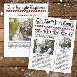 Multi-Photo Merry Kerstmis, North Pole Paper<br><div class="desc">Extra Extra lezen er alles over. De North Pole Times brengt je de nieuwste en beste nieuwsartikelen uit de Noordpool, groeten aan iedereen met deze lofbare en leuke manier om vrolijk kerstfeest en Prettige feestdagen groeten naar jou en jou te sturen. Dit ontwerp staat u toe om zoveel aan uw...</div>