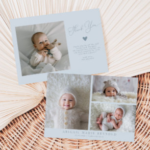 Multi Photo Minimalist Blue Birth Aankondiging