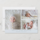 Multi Photo Minimalist Blue Birth Aankondiging (Voorkant)