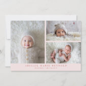 Multi Photo Minimalist Roze Geboorteaankondiging Aankondiging (Voorkant)