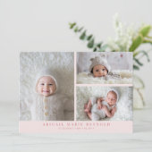 Multi Photo Minimalist Roze Geboorteaankondiging Aankondiging (Staand voorkant)