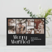 Multi Photo Minimalist Vrolijk en getrouwd Feestdagenkaart (Staand voorkant)