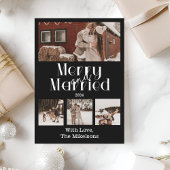 Multi Photo Minimalist Vrolijk en getrouwd Feestdagenkaart